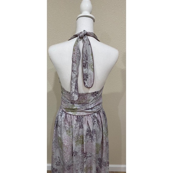 Halter V-Neck Y2K Chiffon Midi Dress Women's Size 6 Built in Bra Purple Lavender - Picture 7 of 11